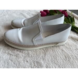 Tod's White Leather Espadrilles - White Flats Size 38